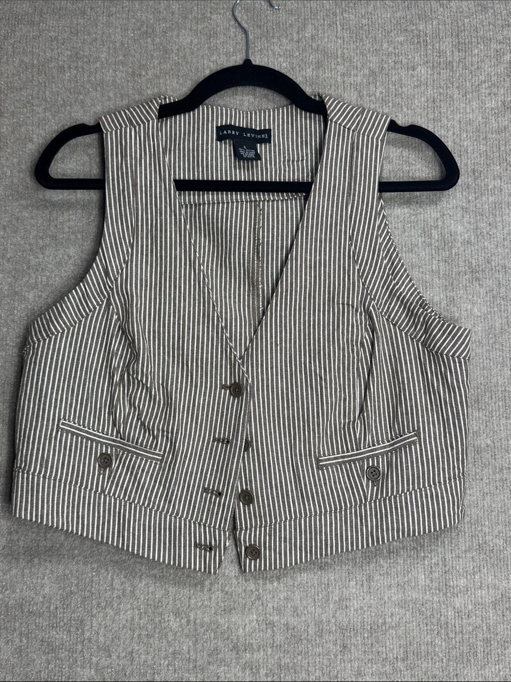 Larry Levine Striped Tailored Vest with a Menswear-Inspired, Vintage/Preppy Feel